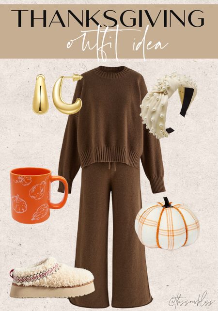 Cozy Thanksgiving, outfit idea! 🦃🤎Brown sweater and pants set with Tazz UGG platform slippers

#LTKSeasonal #LTKstyletip #LTKsalealert