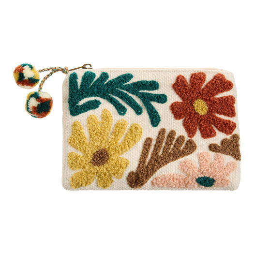 Multicolor Retro Floral Embroidered Zip Pouch by World Market | World Market