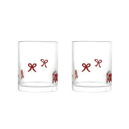 Thyme & Table 12 fl oz Valentine's Day Red Bows Charm Drinking Glasses, Set of 2 | Walmart (US)