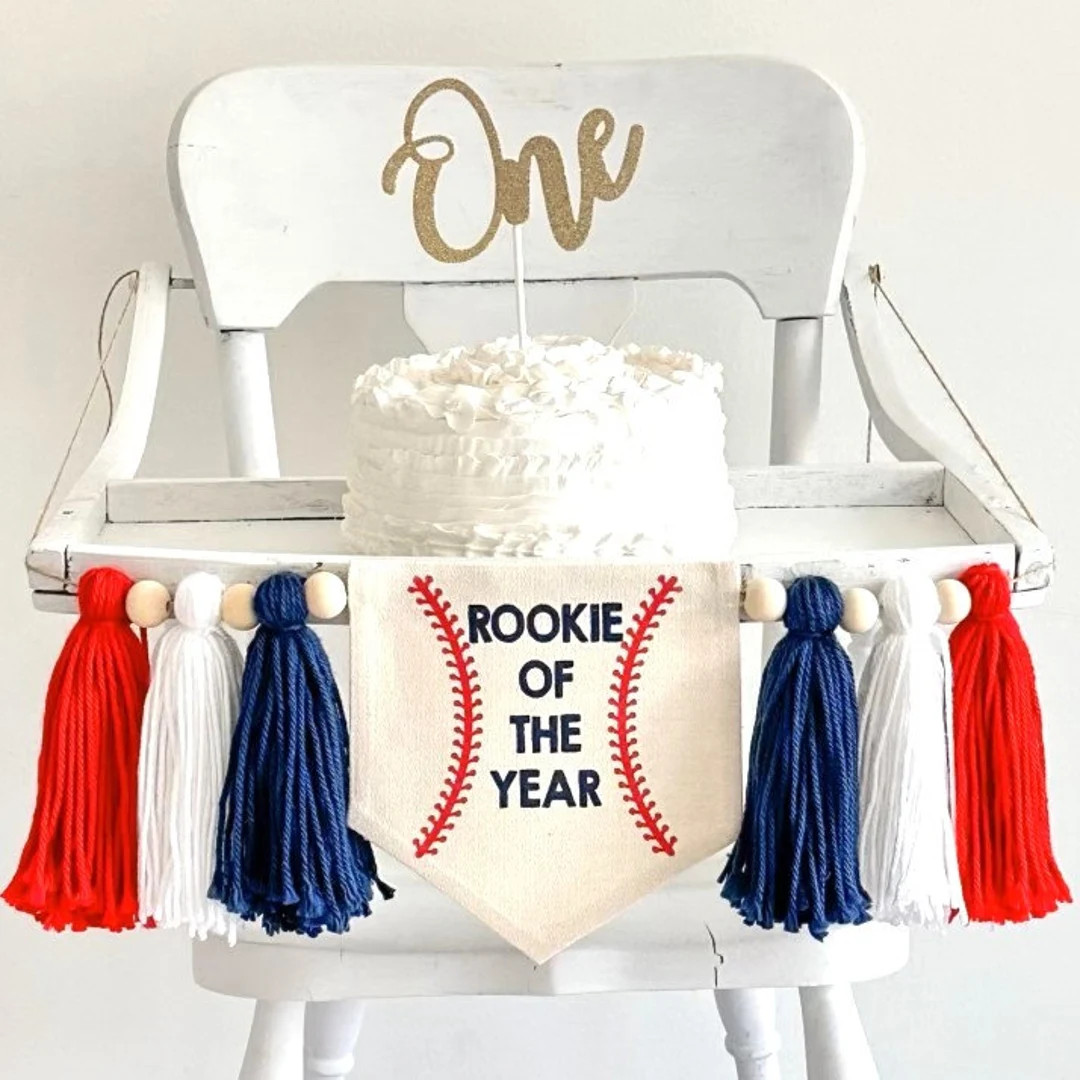 Rookie of the Year 1st Birthday Tassel Banner, Baseball Highchair Decoration, Little Slugger Firs... | Etsy (US)