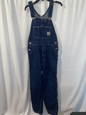 Carhartt Denim Bib Overalls Workwear 88FB Mens 34x32 Made In USA | eBay US