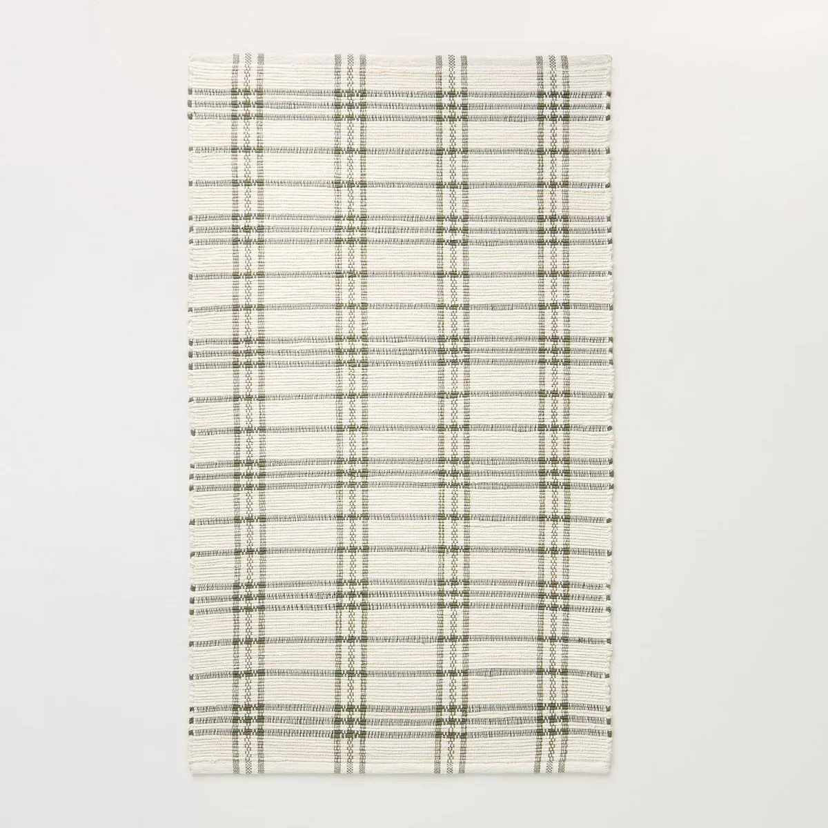 3'x5' Tri-Stripe Plaid Wool-Blend Handwoven Accent Rug Green/Cream - Hearth & Hand™ with Magnol... | Target