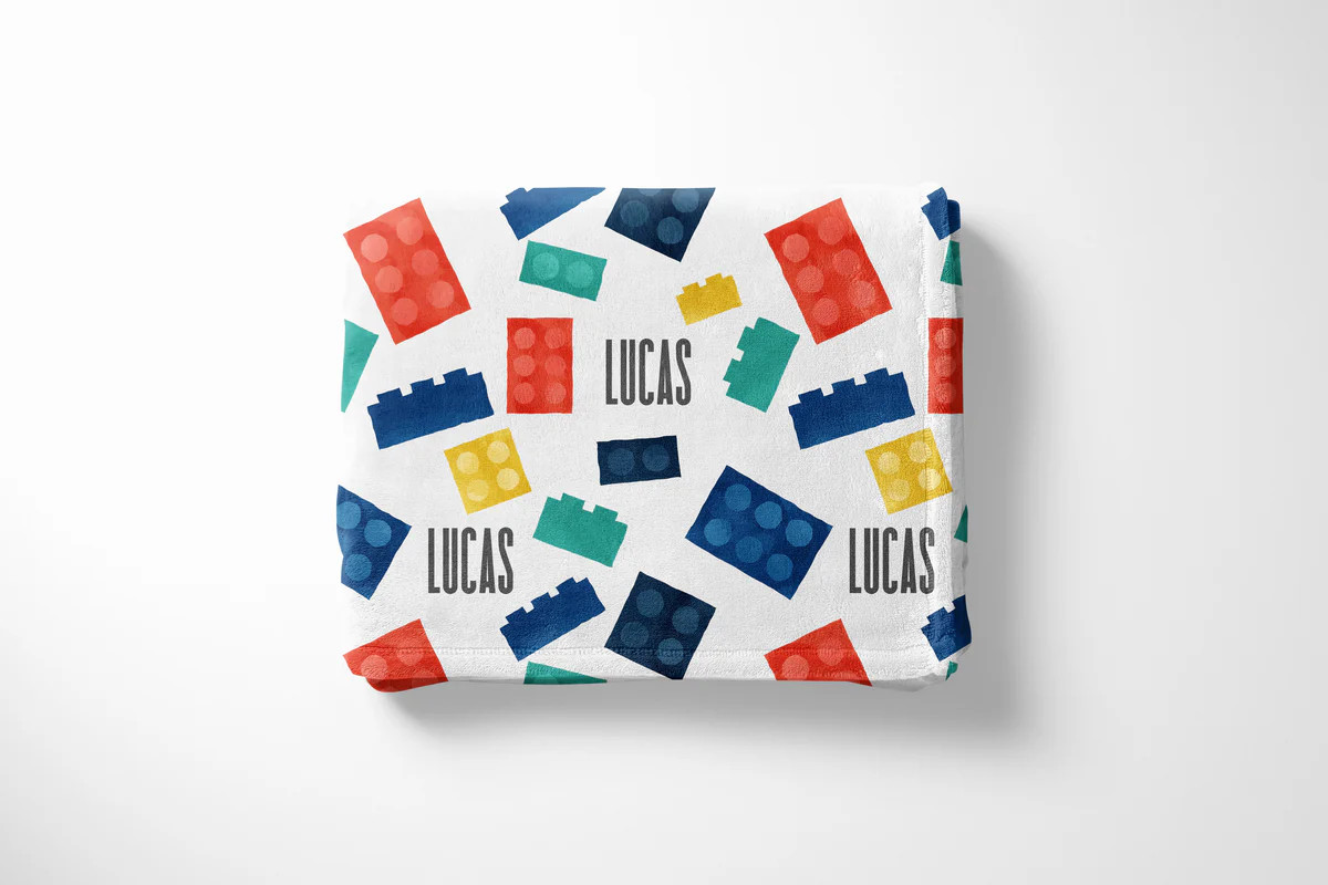 Building Bricks Minky Name Blanket | The Little Lemons Company