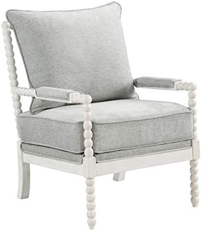 OSP Home Furnishings Kaylee Spindle Accent Chair, White Frame with Grey Fabric | Amazon (US)