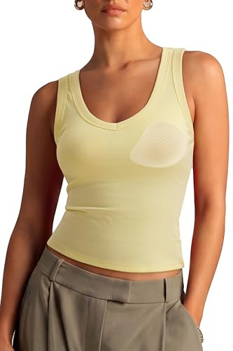SUUKSESS Women Cotton Ribbed Summer Casual Tops Padded Loose Fit Tank Tops | Amazon (US)