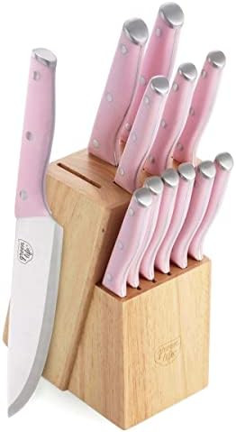 GreenLife High Carbon Stainless Steel 13 Piece Wood Knife Block Set with Chef Steak Knives and more, | Amazon (US)