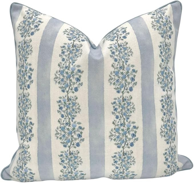 Throw Pillow for Home Juliet Off-White Blue Floral Pillow Cover Grandmillennial Pillow Cover 20" ... | Amazon (US)