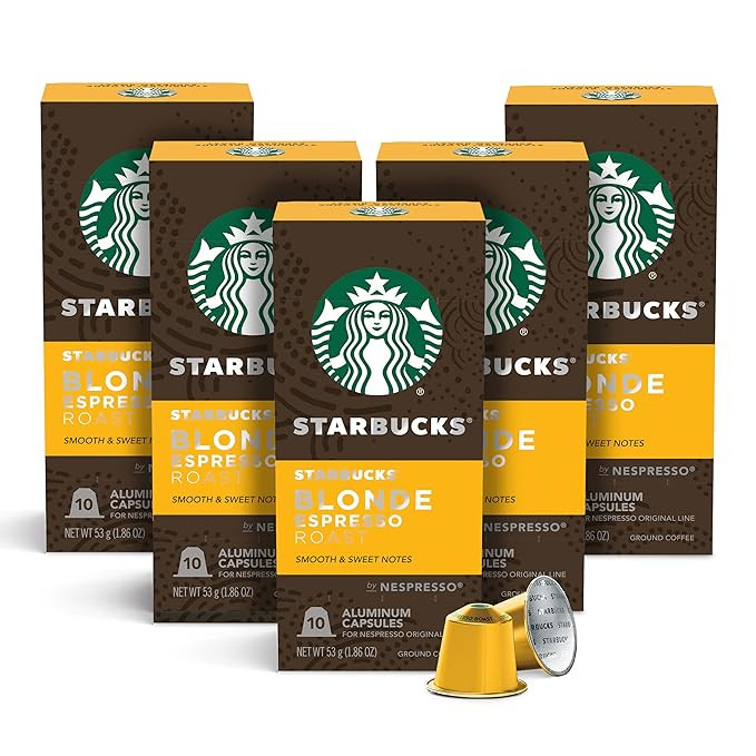 Starbucks by Nespresso Blonde Roast Espresso (50-count single serve capsules, compatible with Nes... | Amazon (US)