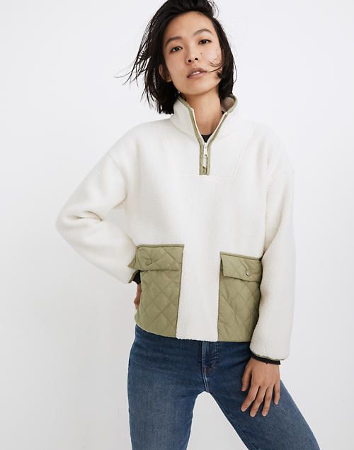 (Re)sourced Fleece Quilted-Pocket Popover Jacket | Madewell