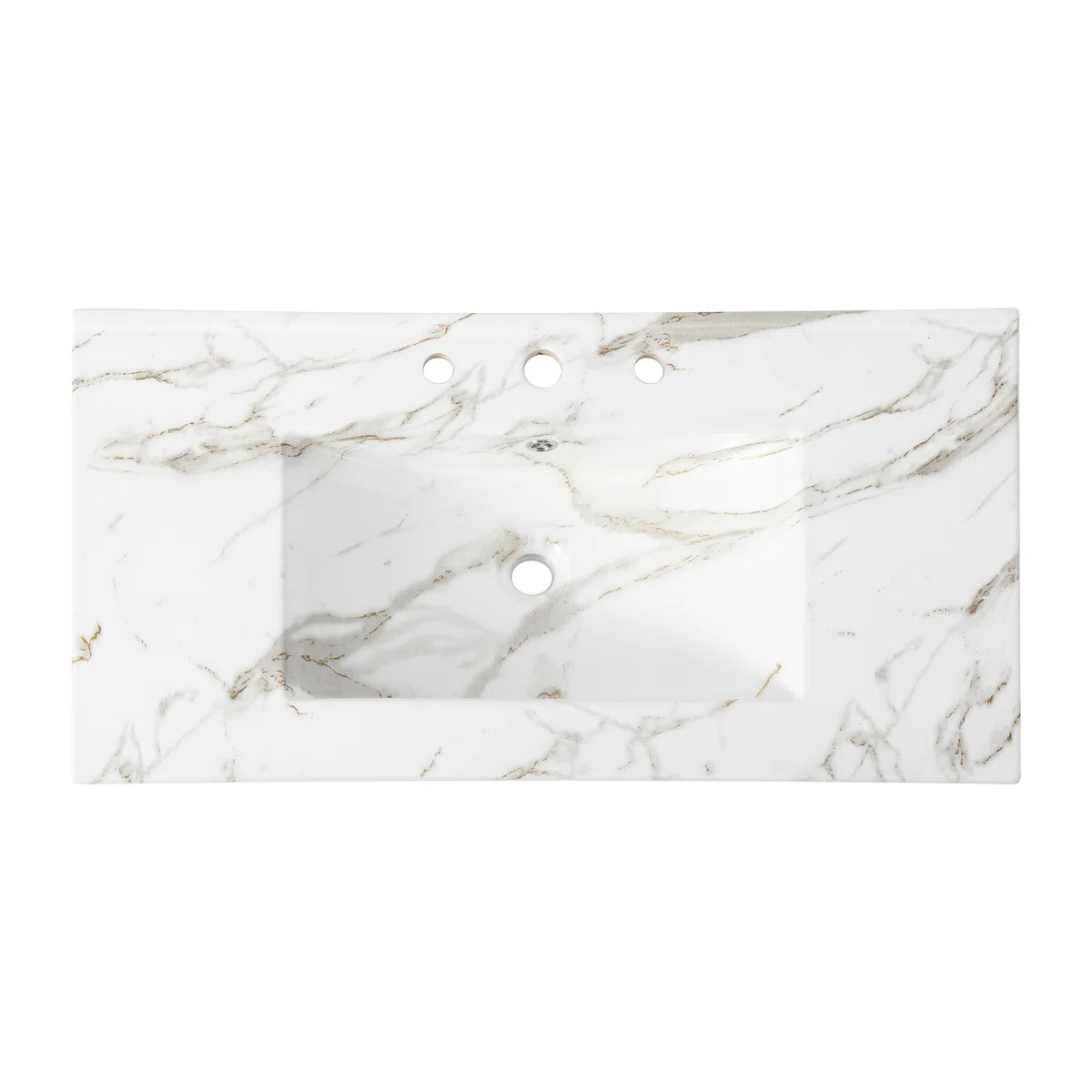 Ancillary 3-Hole 36 in. W x 18.25 in. D Classic Contemporary Rectangular Glossy Ceramic Single Si... | Wayfair North America