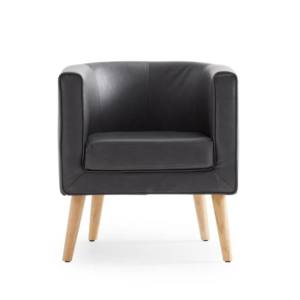 Gap Home Upholstered Barrel Chair, Charcoal Faux Leather - Walmart.com | Walmart (US)
