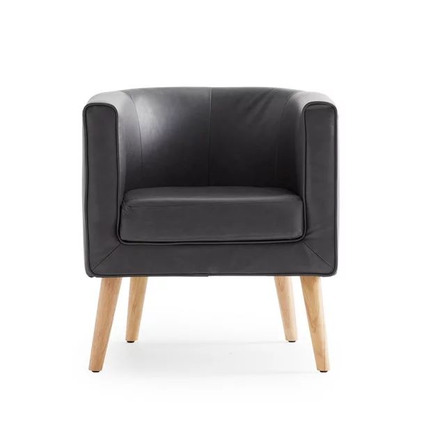 Gap Home Upholstered Barrel Chair, Charcoal Faux Leather - Walmart.com | Walmart (US)