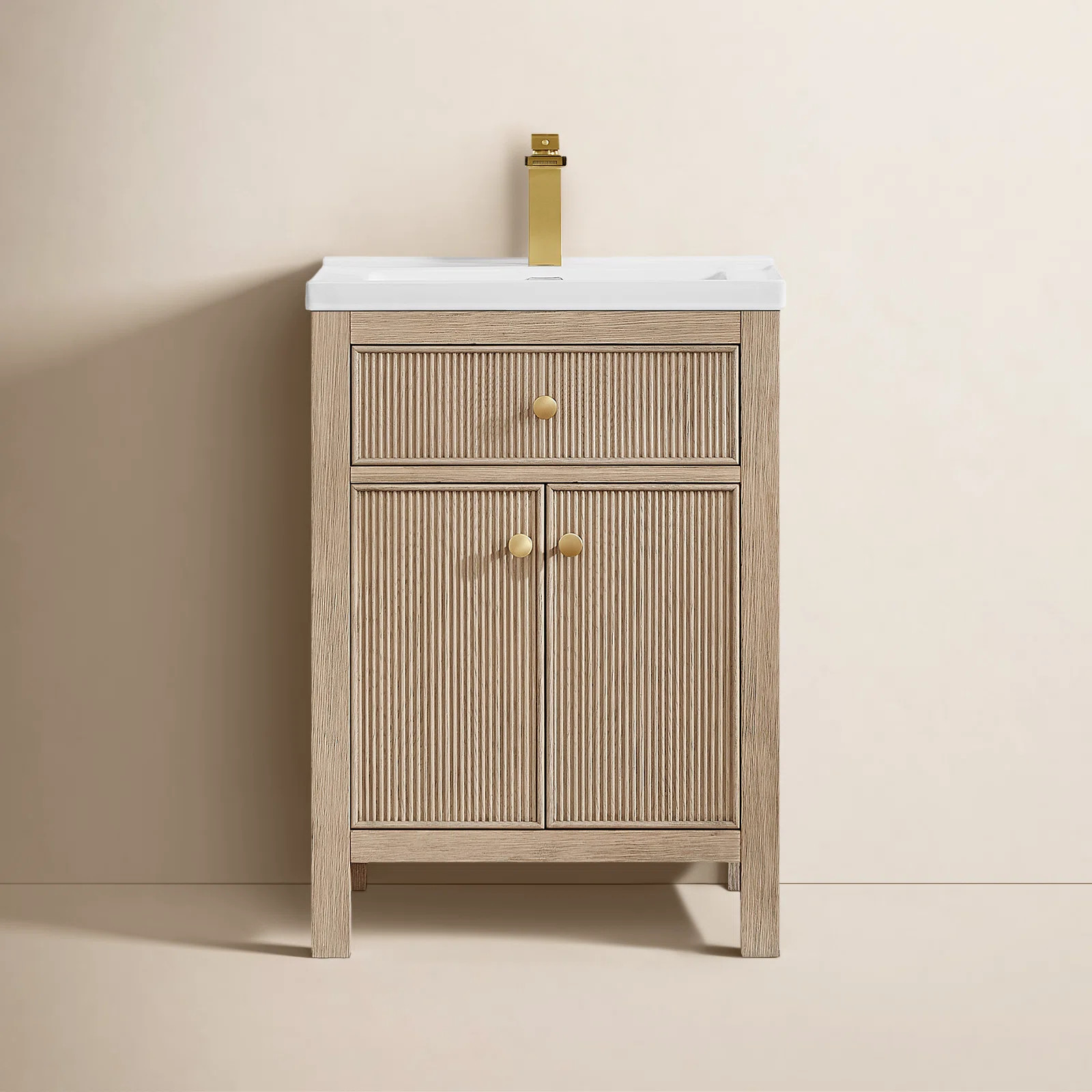 Lala 24" Single Bathroom Vanity with White Ceramic Integrated Sink without Mirror | Wayfair North America
