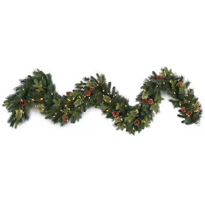 GE Indoor Pre-lit Electrical Outlet 9-ft Mixed Needle Artificial Garland with Color Changing LED ... | Lowe's