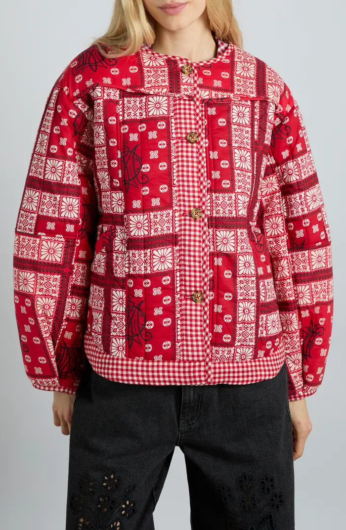Macy Bandana Print Organic Cotton Jacket | Nordstrom