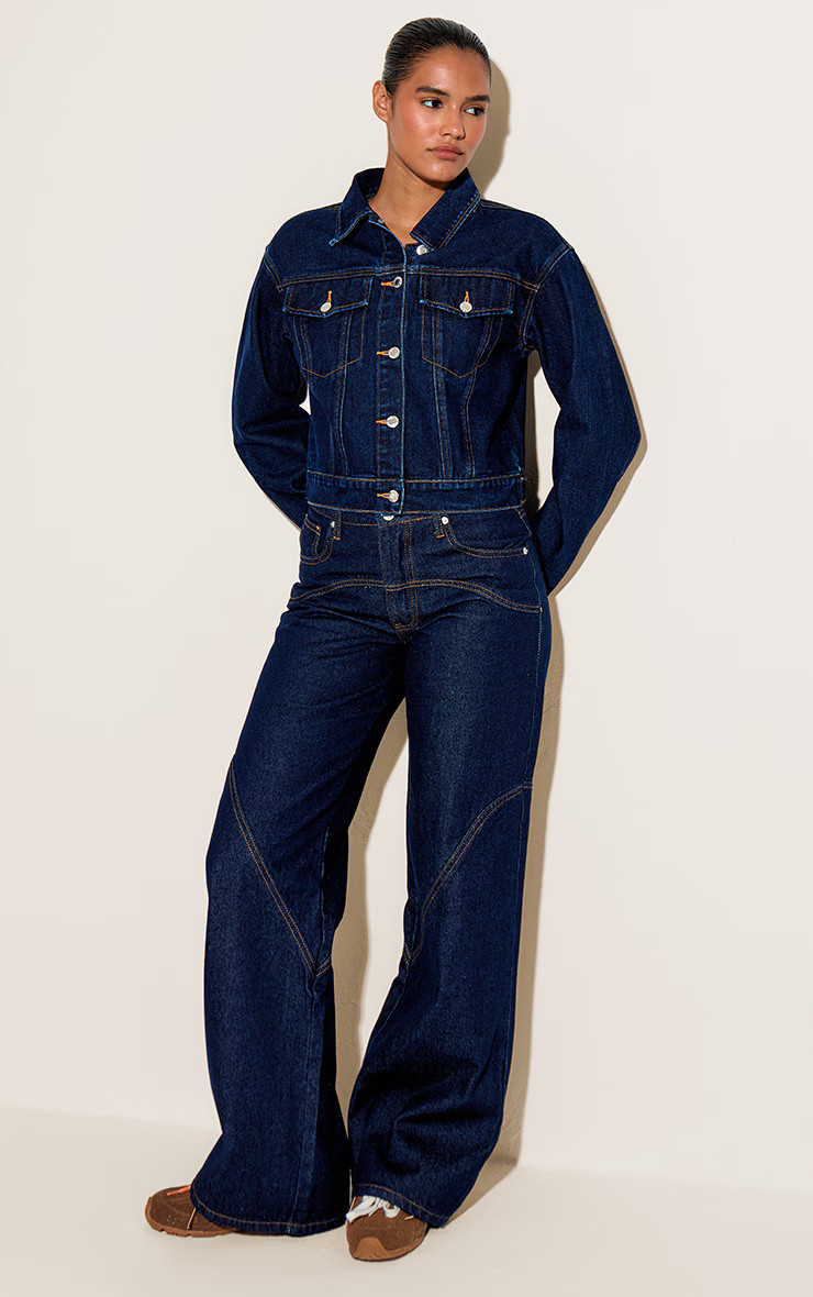 Indigo Slim Fit Denim Jacket | Denim | PrettyLittleThing US