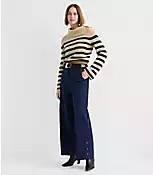 Side Button Wide Leg Pants in Twill | LOFT