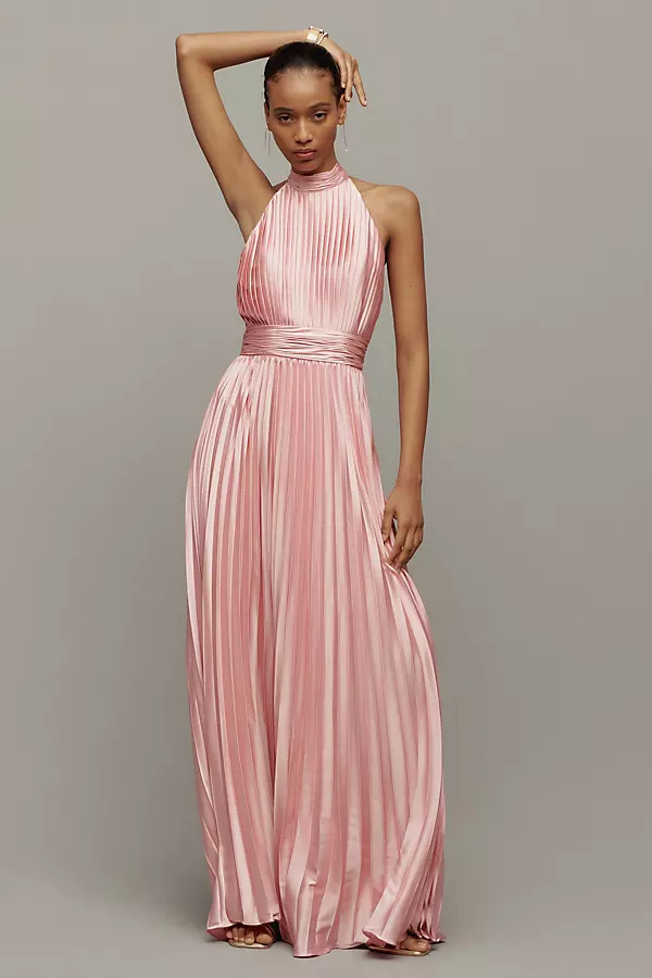 Halter Pleated Maxi Dress | Anthropologie (US)