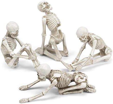 Amazon.com: Transpac Advanced Yoga Skeleton Spooky White 8 x 7 Resin Stone Figurines Set of 4 : H... | Amazon (US)