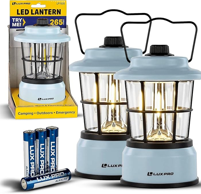 LUXPRO Retro LED Lantern - Battery-Powered Emergency Lantern - Water Resistant - Bright LED Lamp ... | Amazon (US)