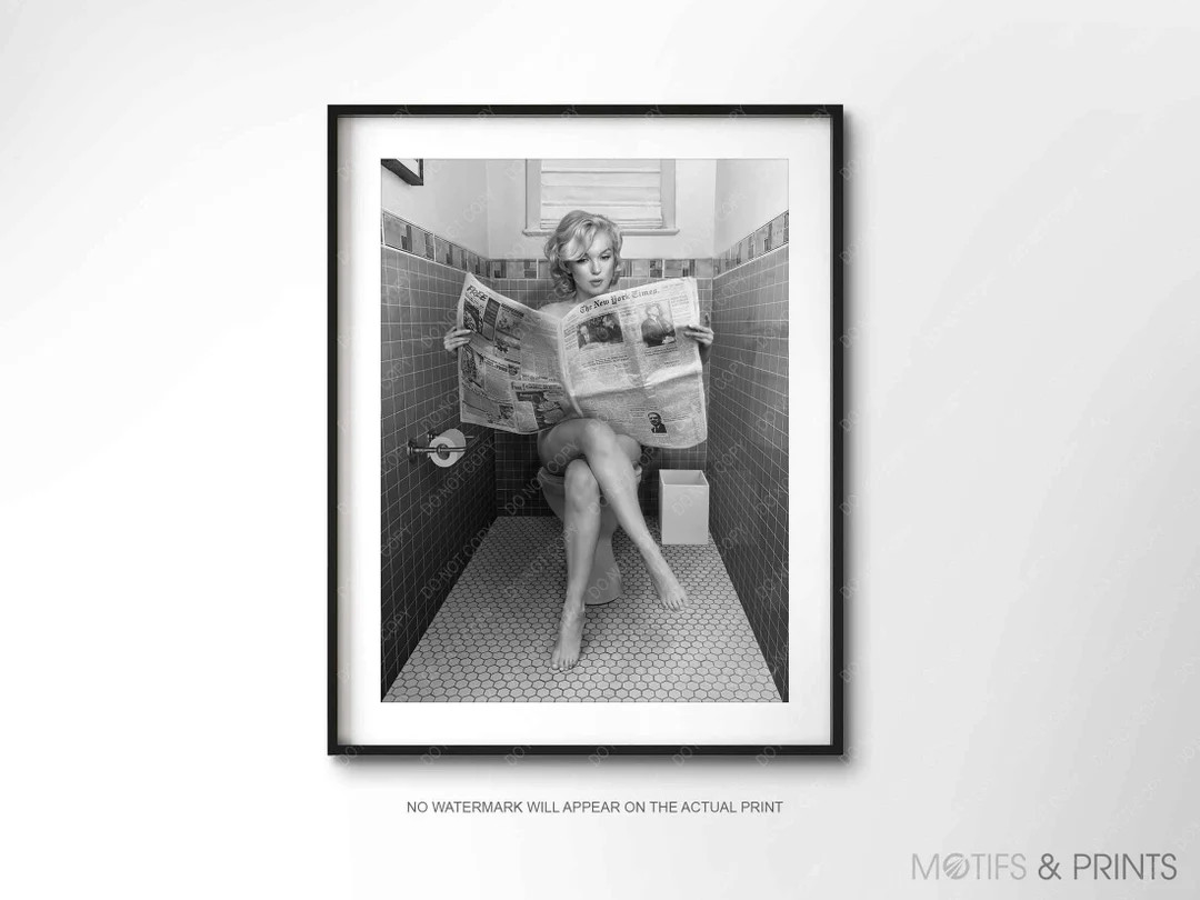 Marilyn Monroe Sitting on Toilet Print Funny Bathroom Wall Art Vintage Premium Quality Print - Et... | Etsy (US)