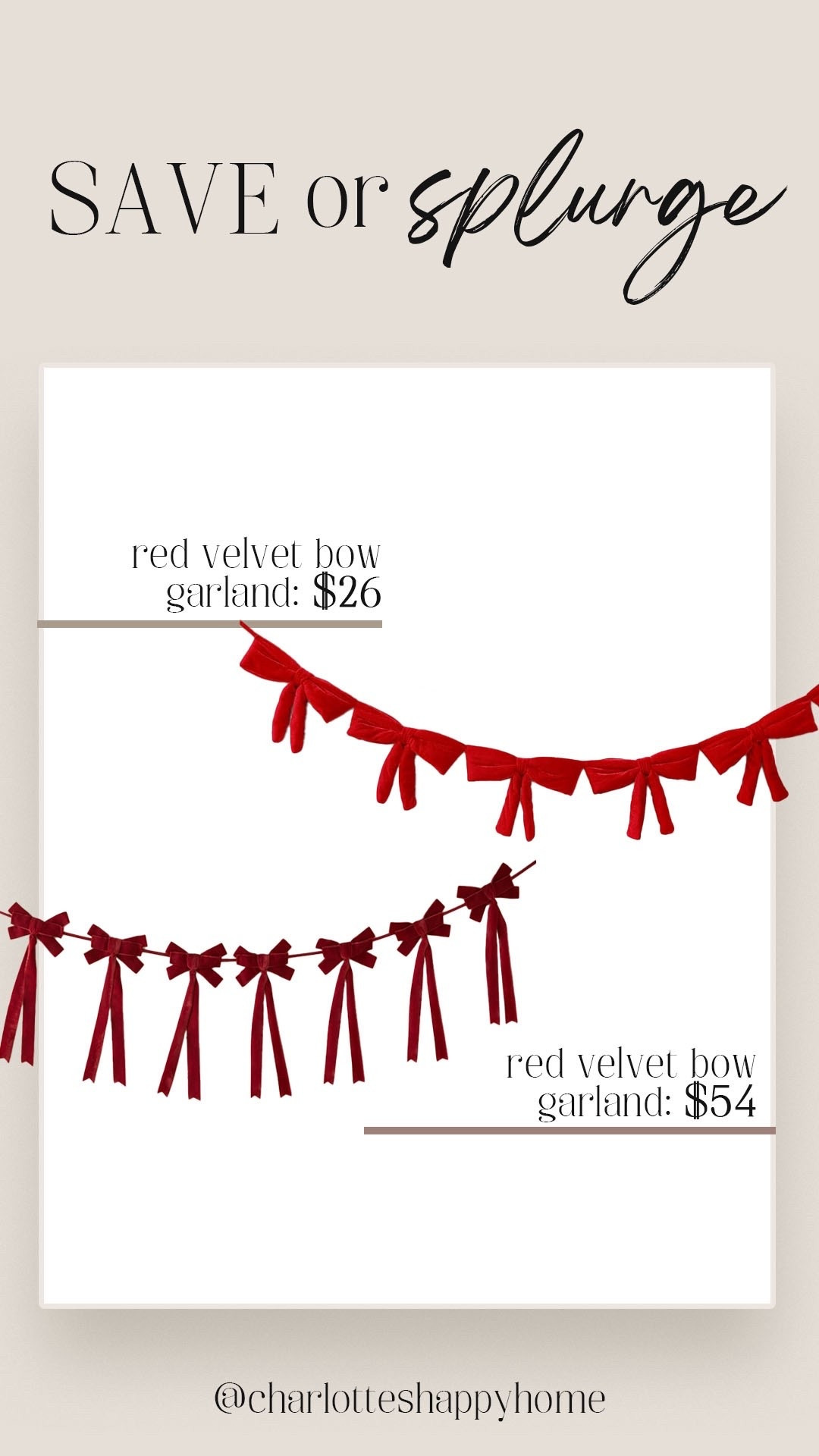 Found an under $30 velvet bow garland I LOVE! 

#saveorsplurge

Look for less Christmas decor. Red velvet bow garland. Classic Christmas decor  

#LTKHome #LTKHoliday #LTKFindsUnder100