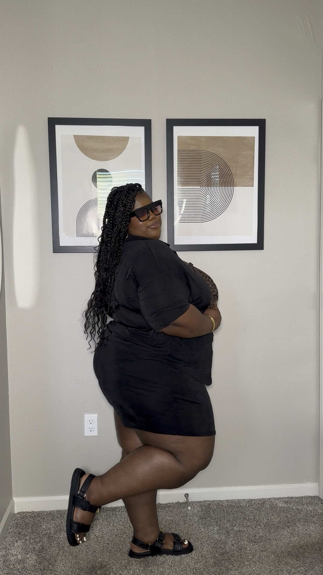Set is from Fashion Nova in a 3x “Lorenza Slinky Short Set” (stretchy size down)
Shades are old but I linked some similar options below

#LTKStyleTip #LTKPlusSize