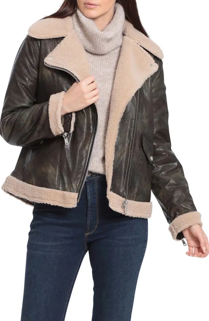 Avec Les Filles Relaxed Faux Shearling Moto Jacket | Nordstrom | Nordstrom