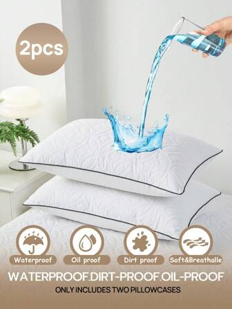 100% Waterproof Dirt-Proof Oil-Proof Quilted Zipper Encasement Pillowcase Without Pilling, Soft  | SHEIN