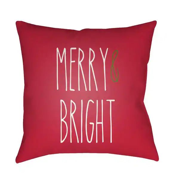 Artistic Weavers Merry Bright Holiday Pillow - 20"L x 20"W - Red & White Letters | Bed Bath & Beyond