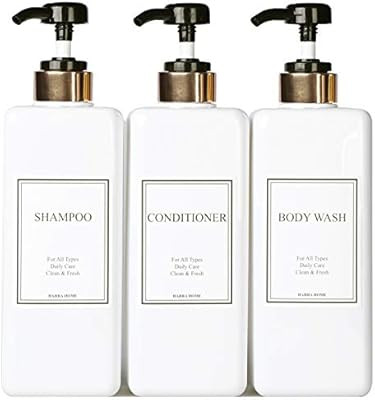 HARRA HOME Modern Gold Design Pump Bottle Set 27 oz Refillable Shampoo and Conditioner Dispenser ... | Amazon (US)