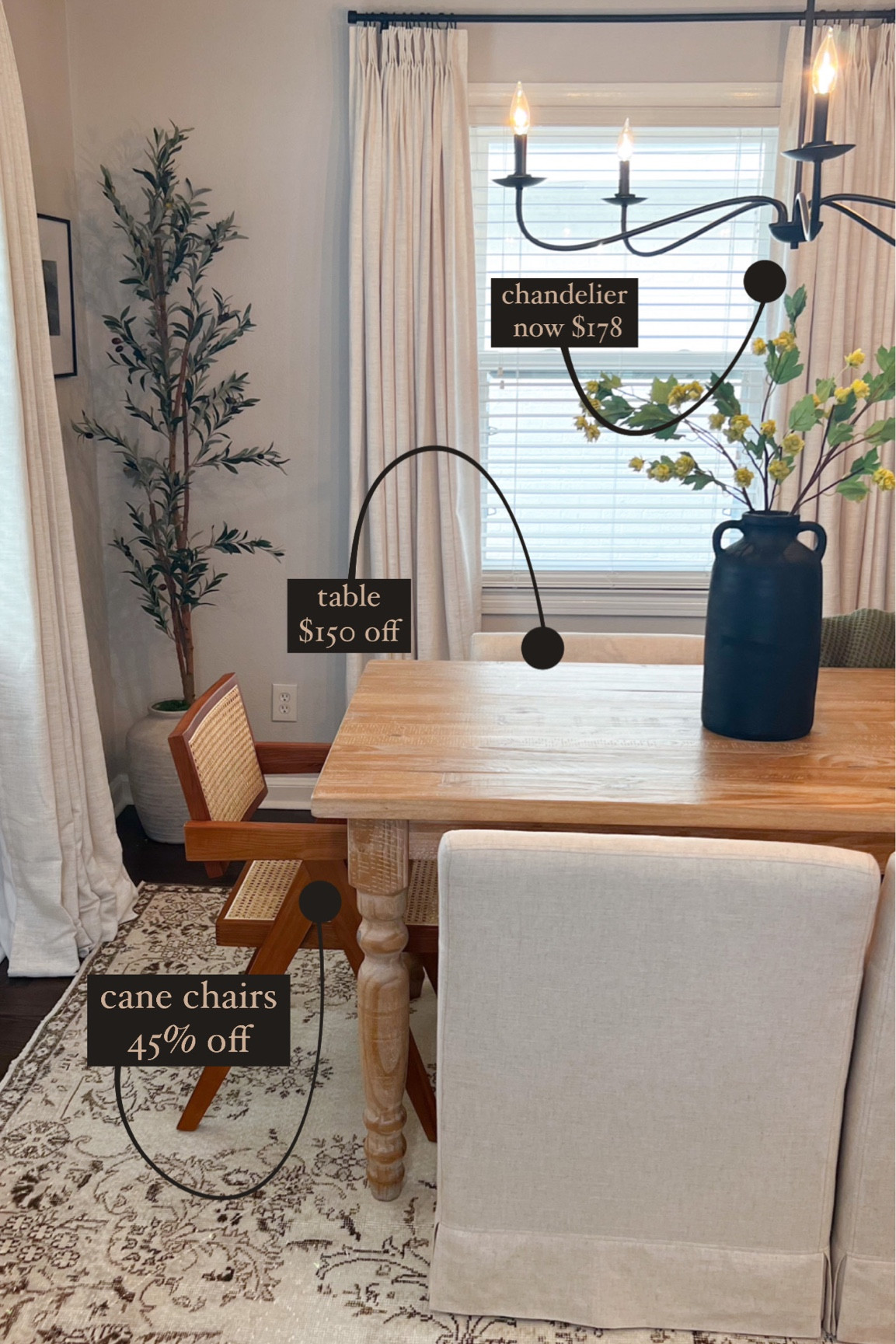 Dining room furniture including chairs, table, chandelier on sale 

#LTKunder100 #LTKsalealert #LTKhome