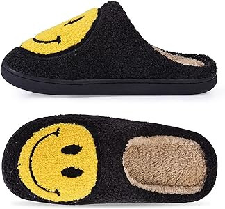 westtele Smile Face Slippers - Retro Soft Plush Slip-Ons for Women/Men Lightweight, Cozy, Indoor/... | Amazon (US)