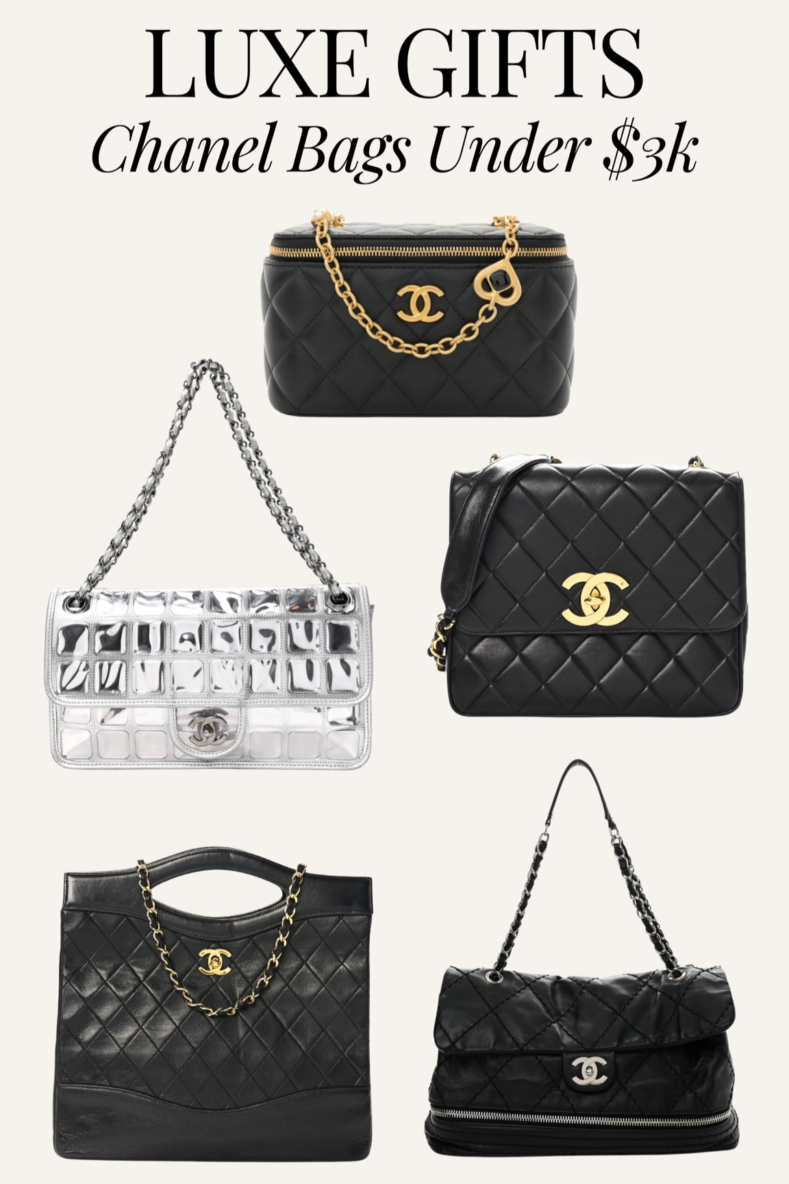 Luxe gifts for her - Chanel bags under $3k! Chanel bag deals, Chanel purse, splurge gift, designer gift 

#LTKHoliday #LTKItBag #LTKGiftGuide