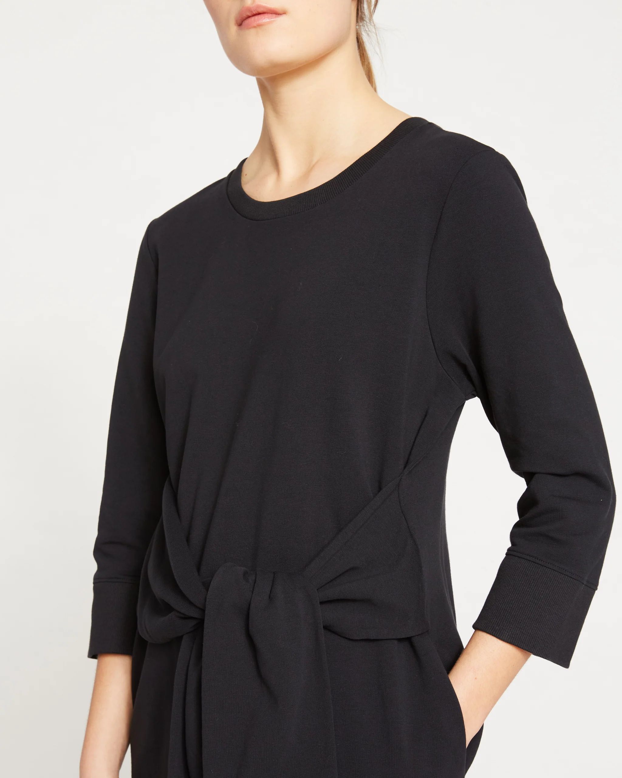 Classic Light Terry Tie Sweatshirt Dress
   Black | Universal Standard