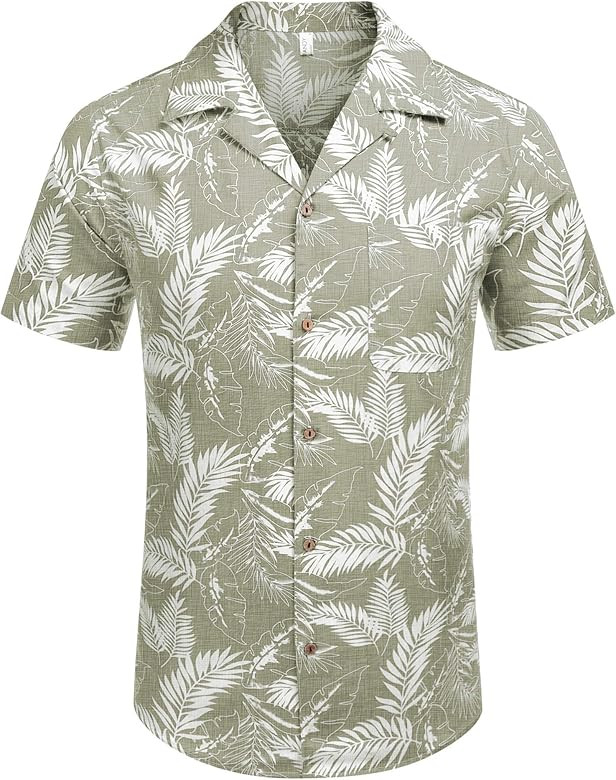 COOFANDY Men's Hawaiian Floral Shirts Cotton Linen Button Down Tropical Holiday Beach Shirts | Amazon (US)