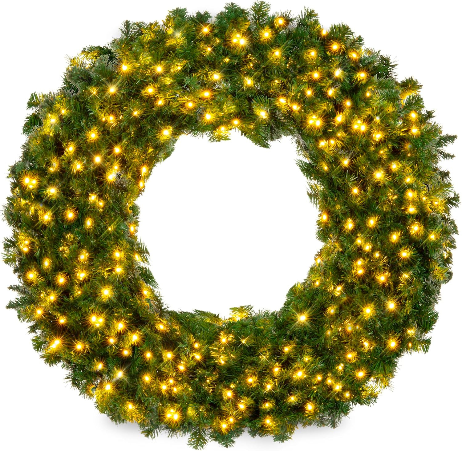 Best Choice Products 60in Large Artificial Pre-Lit Fir Christmas Wreath Holiday Accent Decoration w/ 300 LED Lights, 930 PVC Tips | Amazon (US)