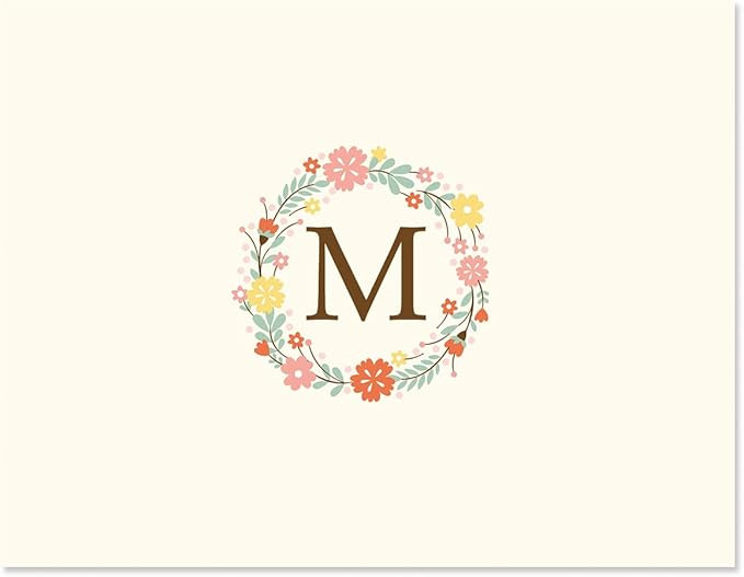 Delicate Cluster Initial Monogram Note Card Set - 24 Cards with White Envelopes, 4¼ x 5½ Inch S... | Amazon (US)