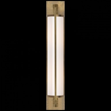 Keeley Bathroom Wall Sconce, 2-Light, Pivoting, Hand-Rubbed Antique Brass, White Glass, 20.75"H (... | Lighting Reimagined