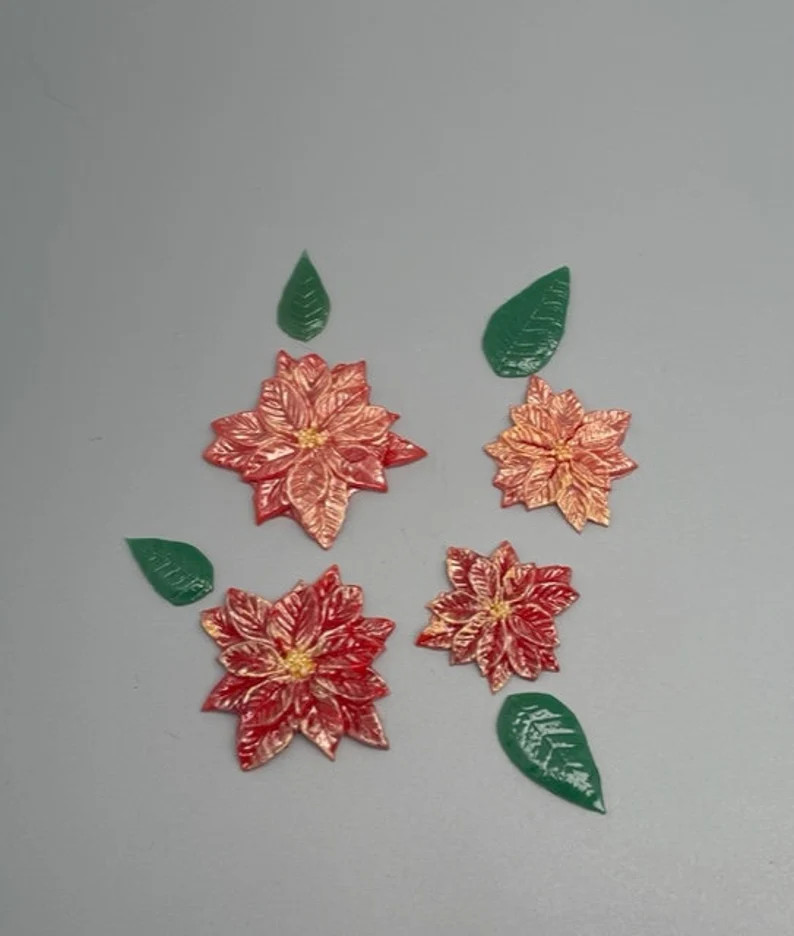 Fused Glass Red and Gold Poinsettias With Leaves, Coe 90 - Etsy | Etsy (US)