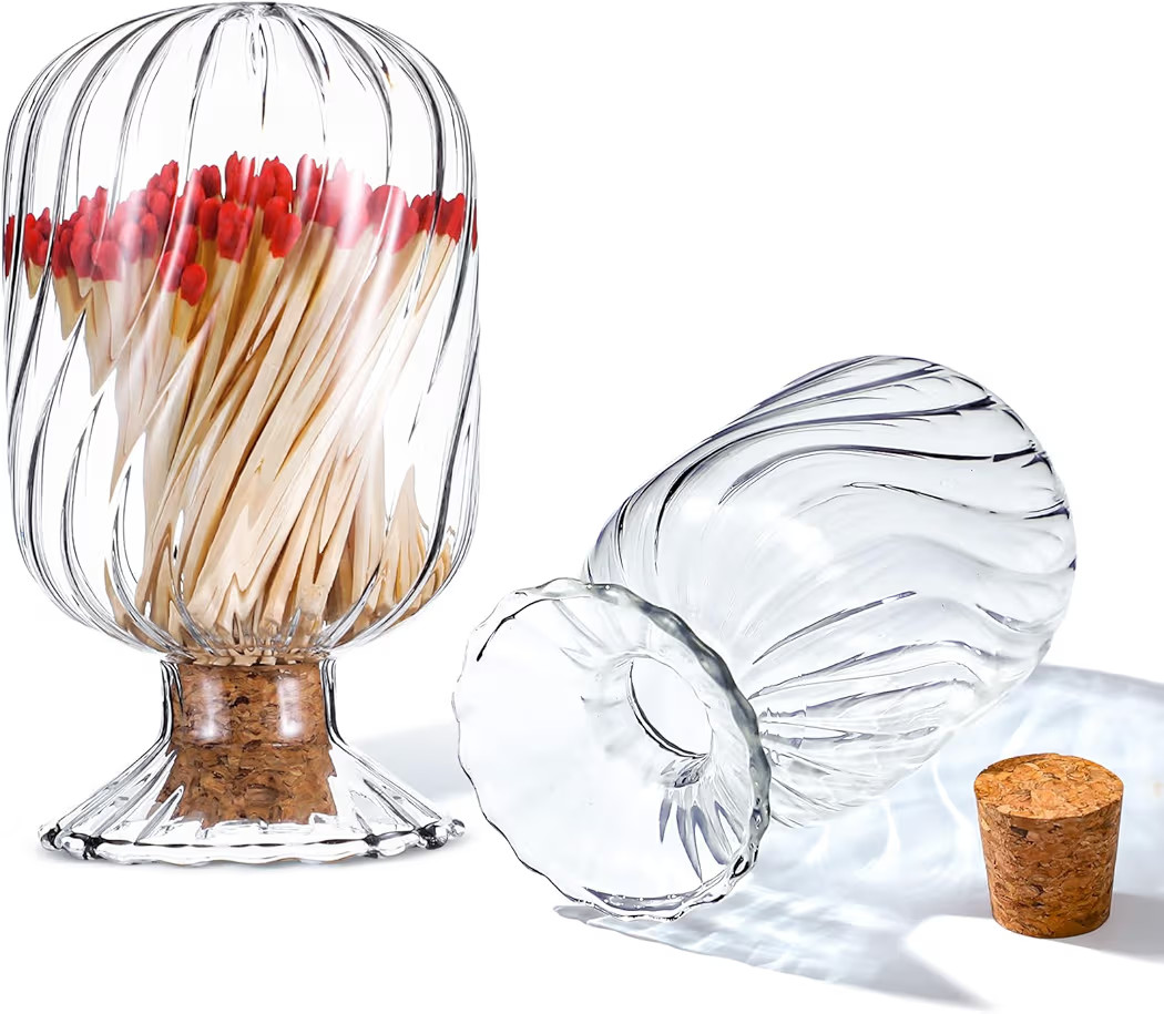 Helix Shaped Glass Matches Cloche Decorative for 4 Inch Candle Matches Trendy Fireplace Display D... | Amazon (US)