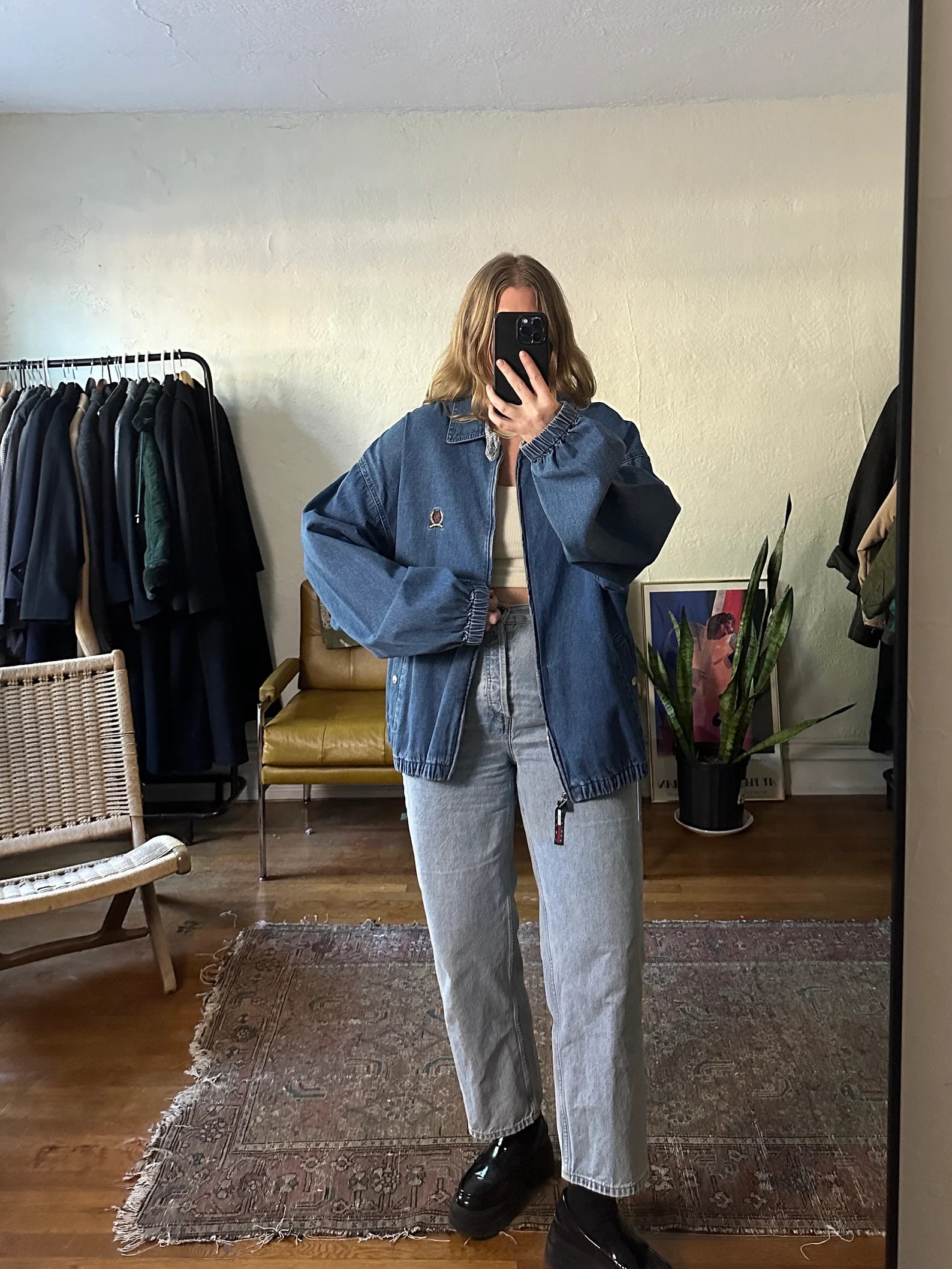 Vintage Denim Tommy Hilfiger Bomber Jacket, Blue Denim Jacket, Oversized Denim Jacket, Jean Jacke... | Etsy (US)