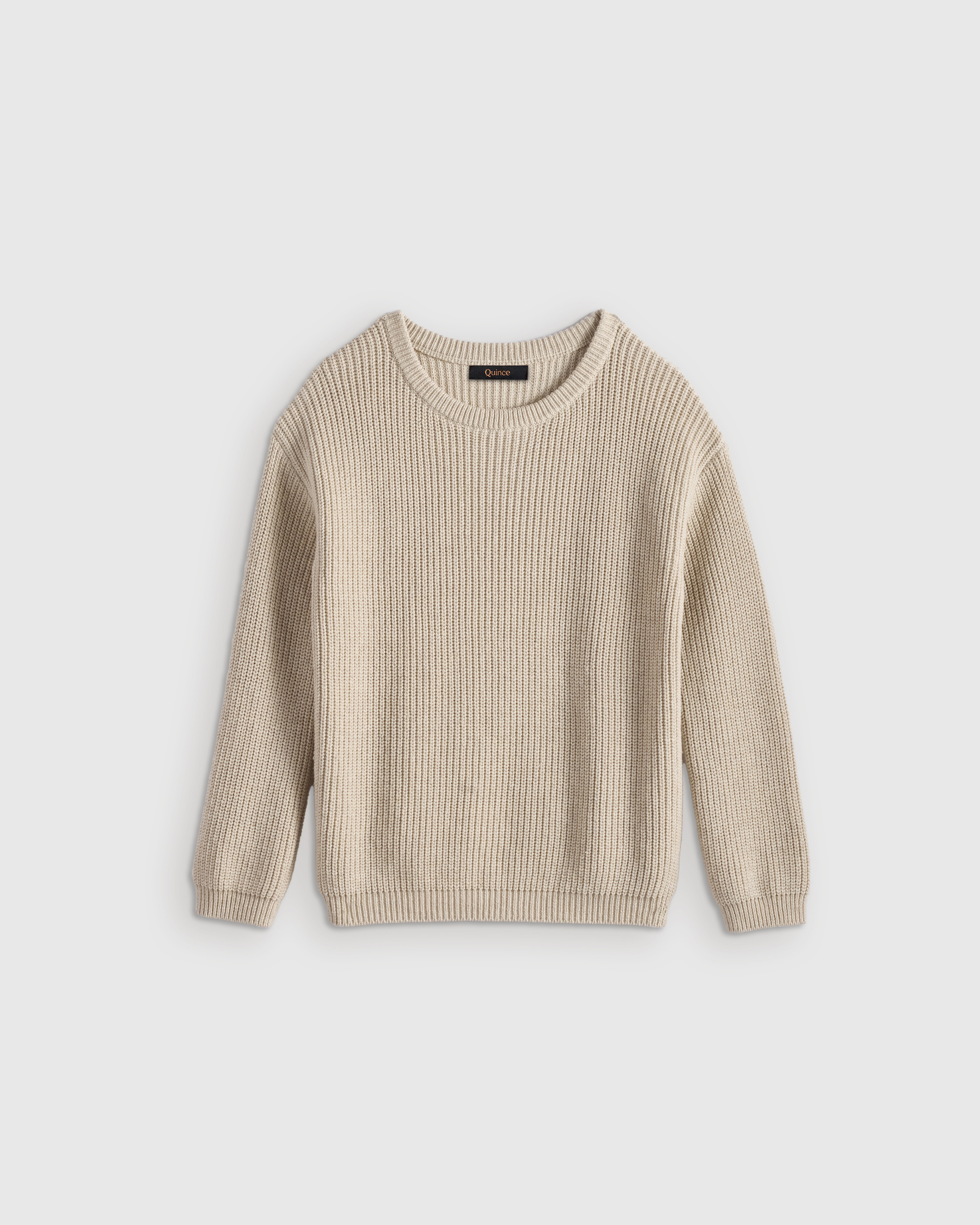 Quince | Fisherman Tunic Sweater in Speckled Beige, Size 12, Organic Cotton | Quince