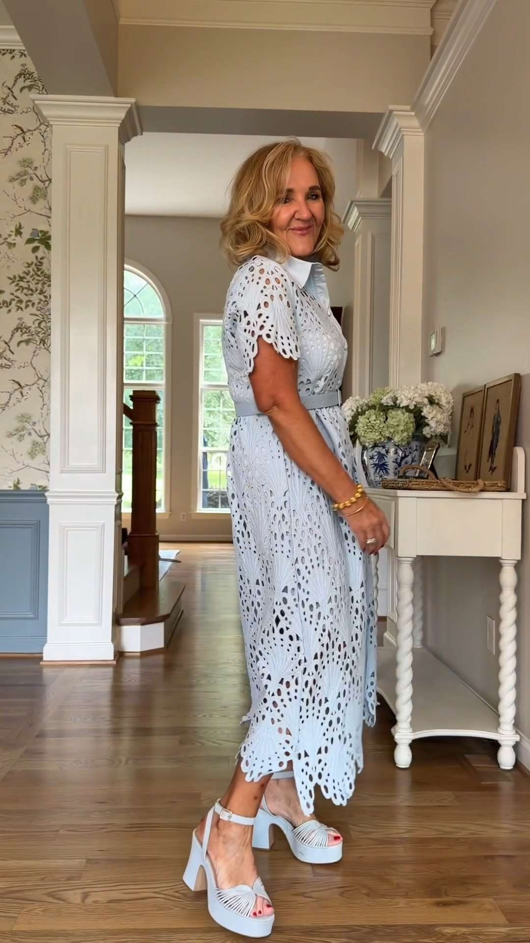 This powder blue eyelet midi dress is a stunning choice for weddings, showers, and summer celebrations. The belted waist, scalloped details, and feminine eyelet design create an effortlessly elegant look that’s sure to turn heads.

💡 LTK MADE EASY

❤️ Heart = Support my posts
🔖 Save = Get sale & restock alerts
📋 Lists = Keep favorites organized
📲 Share = Send to yourself for later
💬 Comment = Ask me anything 

 #LTKootd #LTKSeasonal #LTKOver40