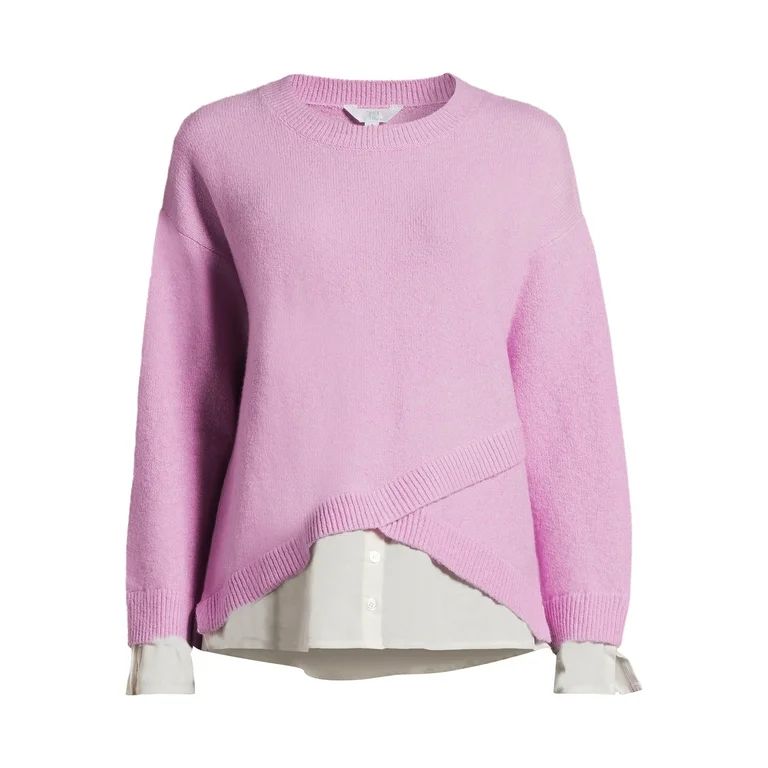 Time and Tru Women's Fine Layered Look Sweater, Lightweight | Walmart (US)