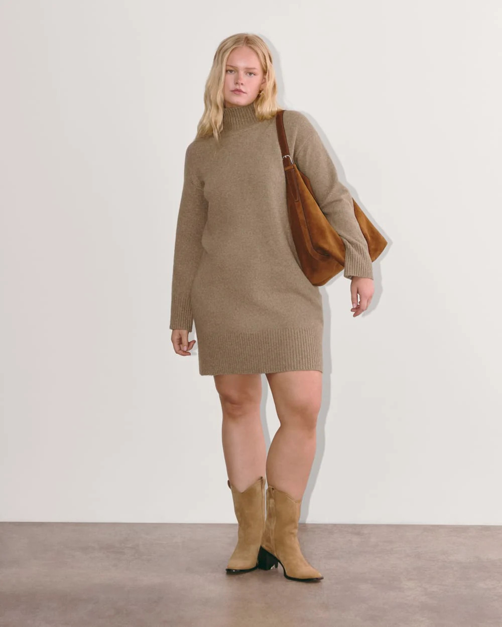 Women's Sweater Dress in Plush Cotton by Everlane in Heather Taupe, Size XS | Everlane