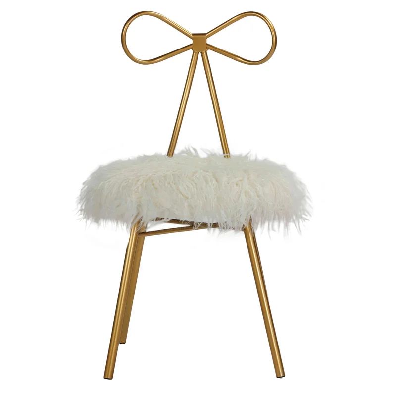 Cortesi Home Tilly Accent Chair With Bow Detail, White Faux Fur | Wayfair Professional