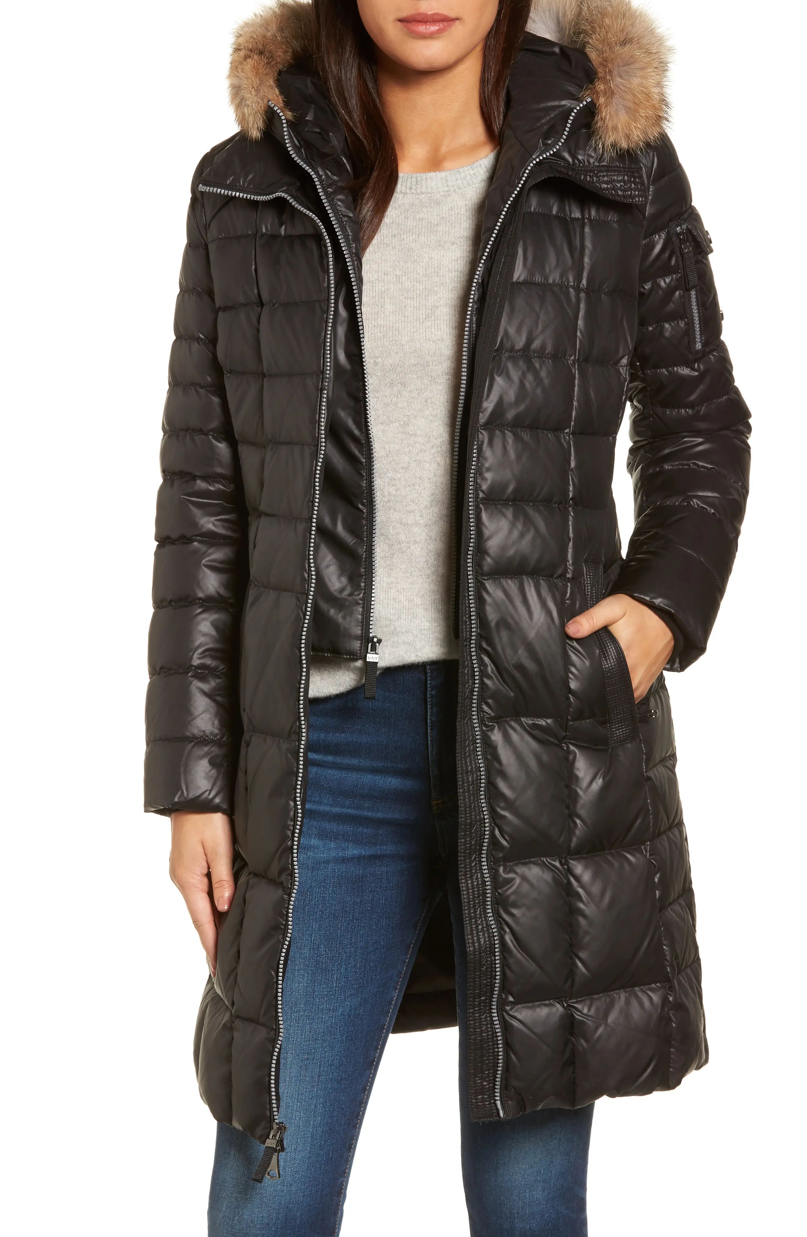 Quilted Coat with Genuine Coyote Fur | Nordstrom
