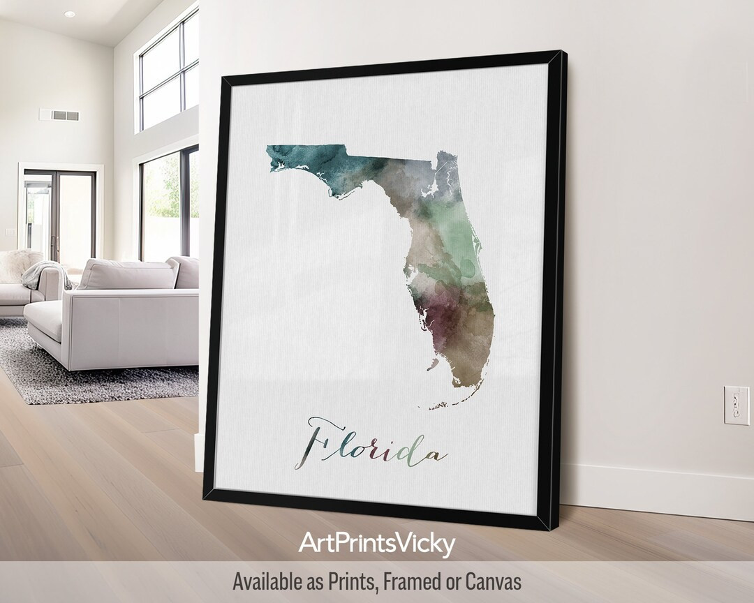 Florida Map Poster Print Personalised Gifts Wall Art Decor for Home and Office Artprintsvicky - E... | Etsy (US)