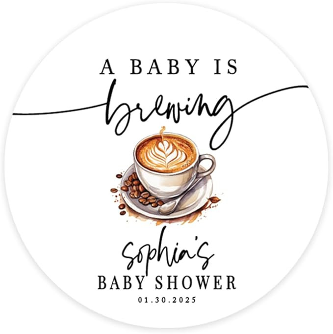 Andaz Press Personalized A Baby is Brewing Baby Shower Decorations, 2" Coffee Themed Thank You fo... | Amazon (US)